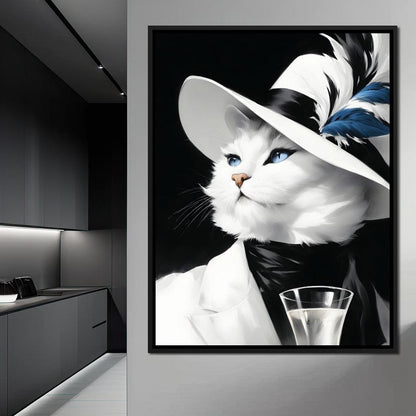 Sophisticated Feline Reverie Canvas Wall Art