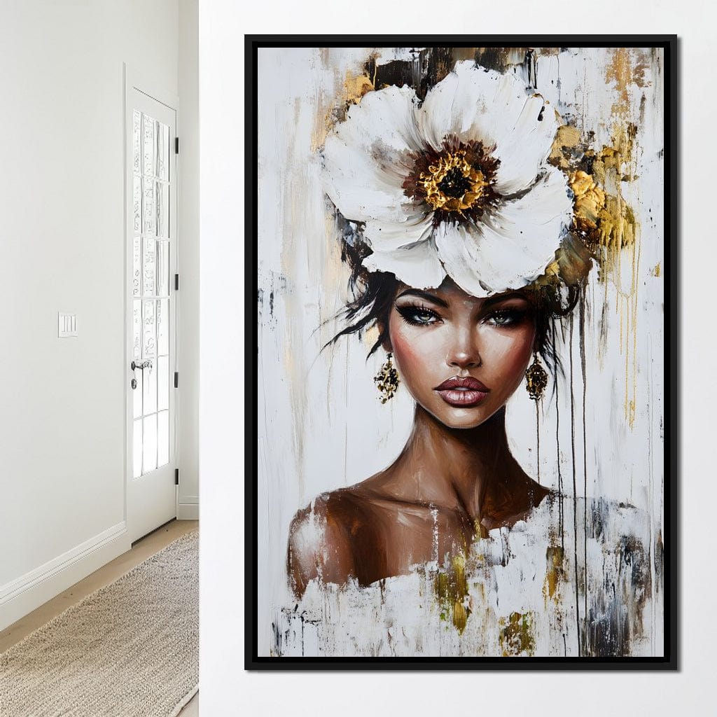 Golden Petal Elegance Canvas Wall Art