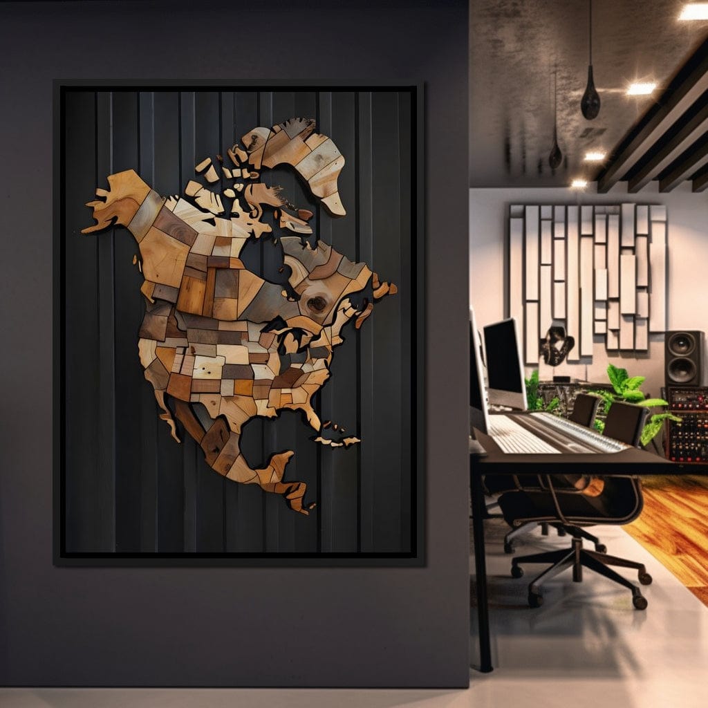 North America & Canada Wooden Art Canvas Wall Art