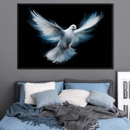 Ascending White Wing Motion Canvas Wall Art
