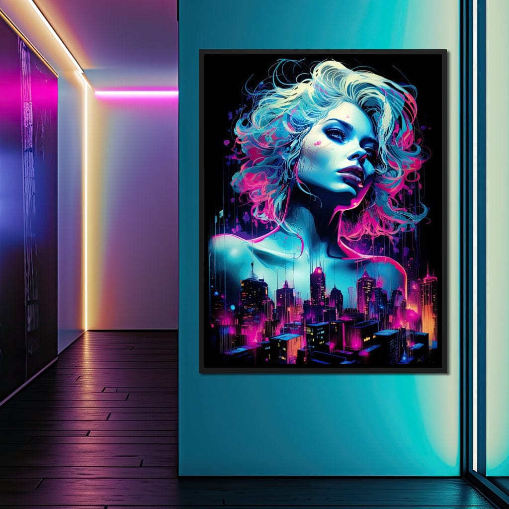 Neon Reverie Portrait 06 Canvas Wall Art