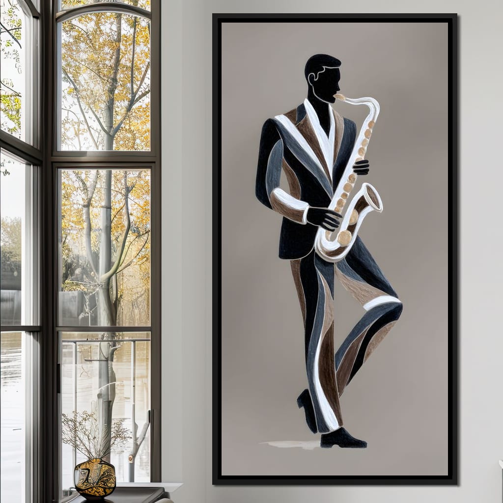 Midnight Jazz Sax Player Elegance Canvas Wall Art