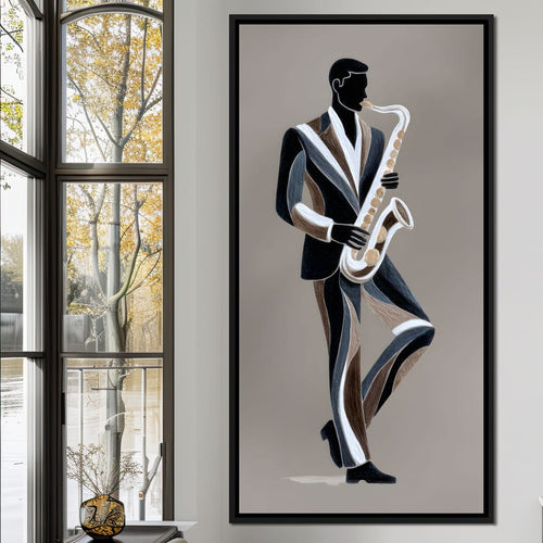 Midnight Jazz Sax Player Elegance Canvas Wall Art