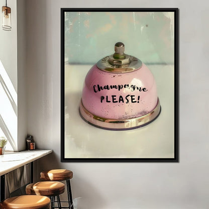Champagne Please Service Bell Canvas Wall Art