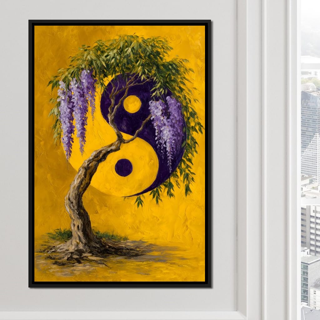 Wisteria Yin Yang Tree Zen Canvas Wall Art