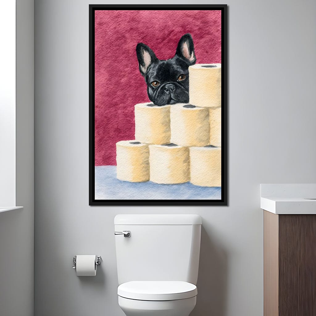 French Bulldog Toilet Roll Sentinel Canvas Wall Art