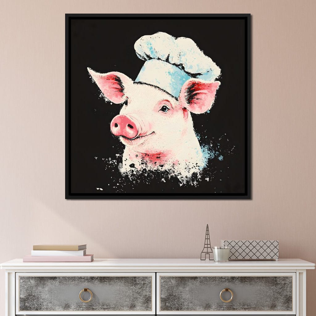 Cheerful Chef Piglet Canvas Wall Art