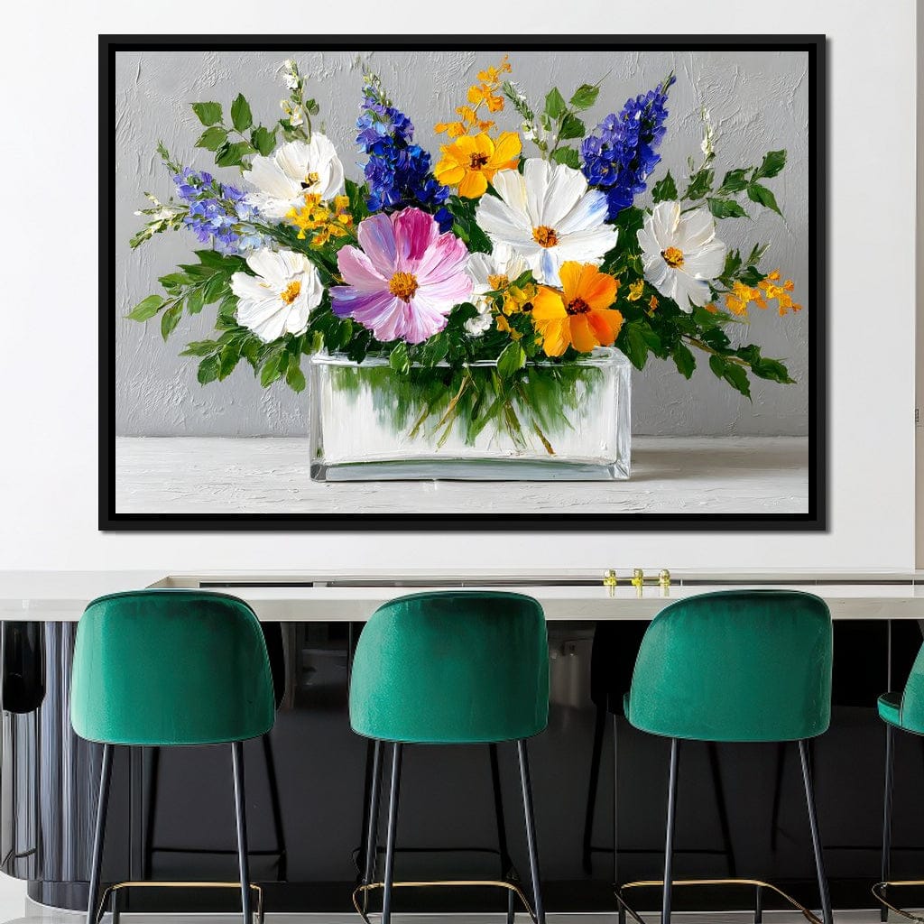 Sunlit Wildflower in Water Canvas Wall Art