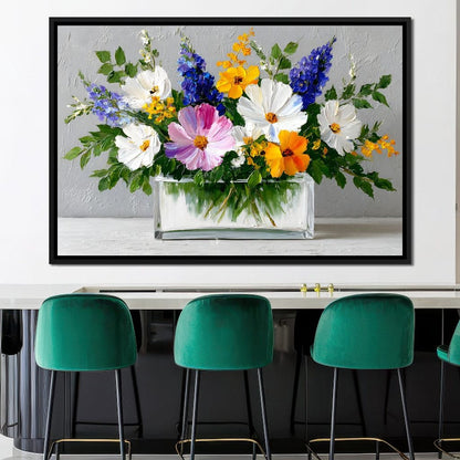 Sunlit Wildflower in Water Canvas Wall Art