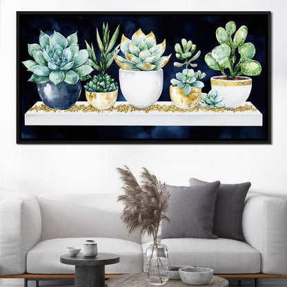 Succulent Symphony in Green Canvas Wall Art