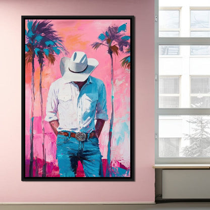 Cowboy Dreams Under Palms Canvas Wall Art
