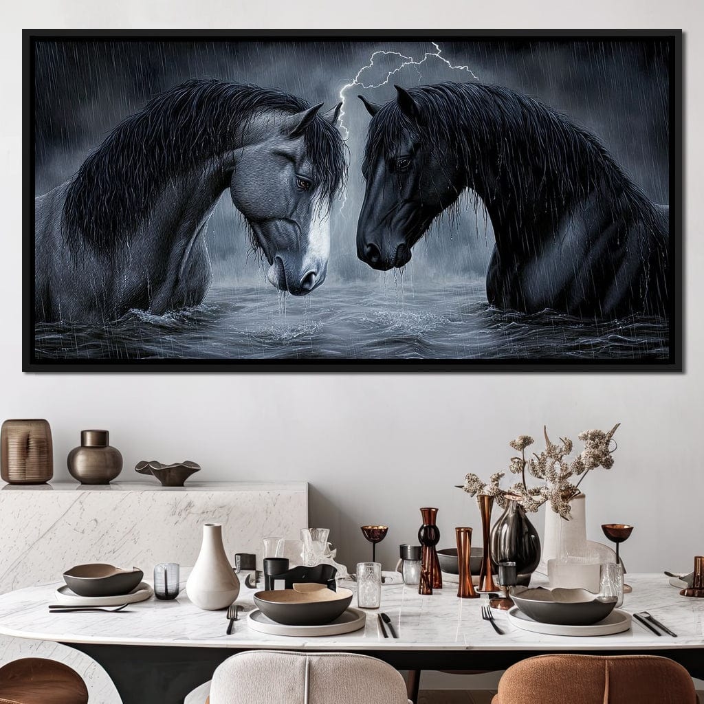 Dark Horses in the Storm Canvas Wall Art