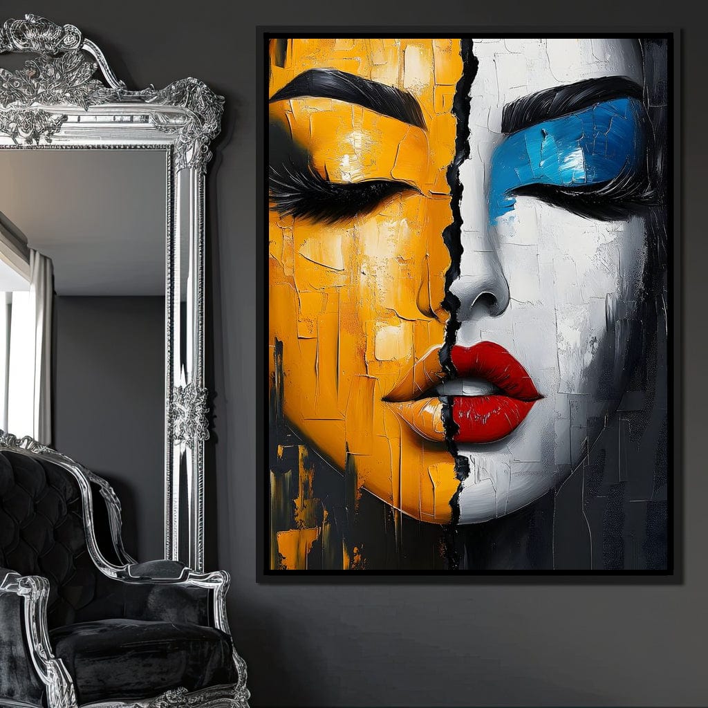 Dual Tones Modern Portrait Face Canvas Wall Art