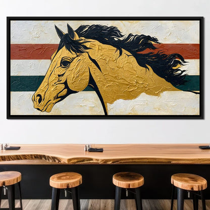 Golden Stallion Portrait Canvas Wall Art