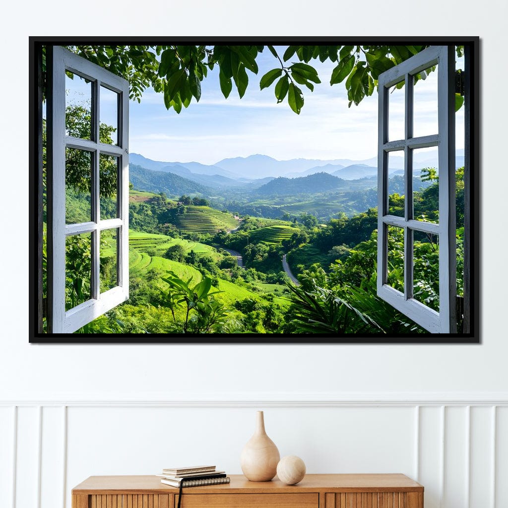 Open Window Over Terraced Valleys Canvas Wall Art