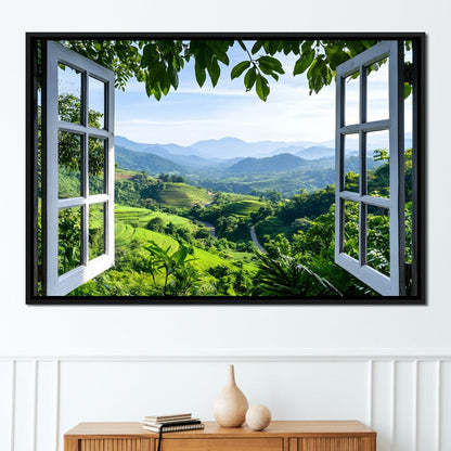 Open Window Over Terraced Valleys Canvas Wall Art