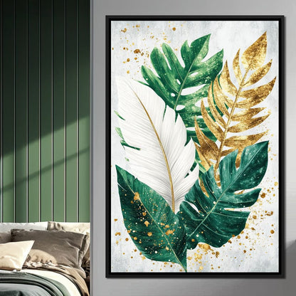 Golden Leaf Rhythm in Nature Canvas Wall Art