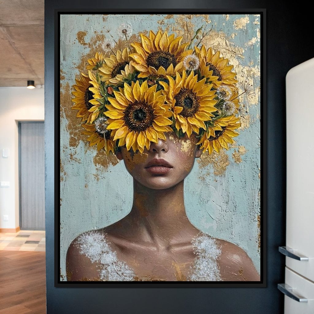 Sunflower Head Spring Portrait Canvas Wall Art