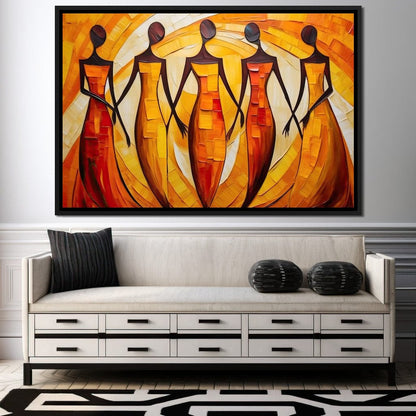 Women in Maroon Harmony Canvas Wall Art