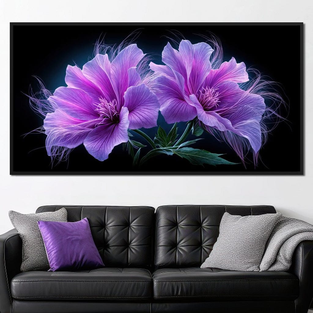 Fluffy Alien Flowers Canvas Wall Art