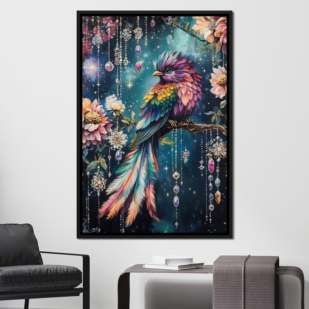 Enchanted Jewel Toned Bird Fantasy Canvas Wall Art