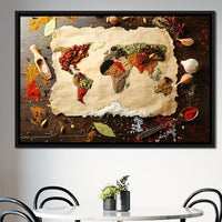 Spices Map of the World Canvas Wall Art
