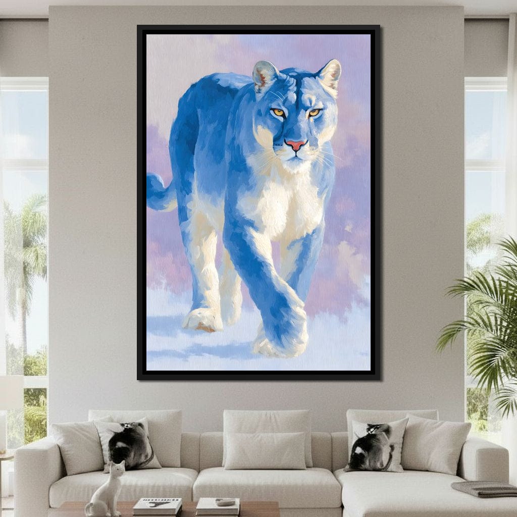 Silent Snow Puma Stroll Canvas Wall Art