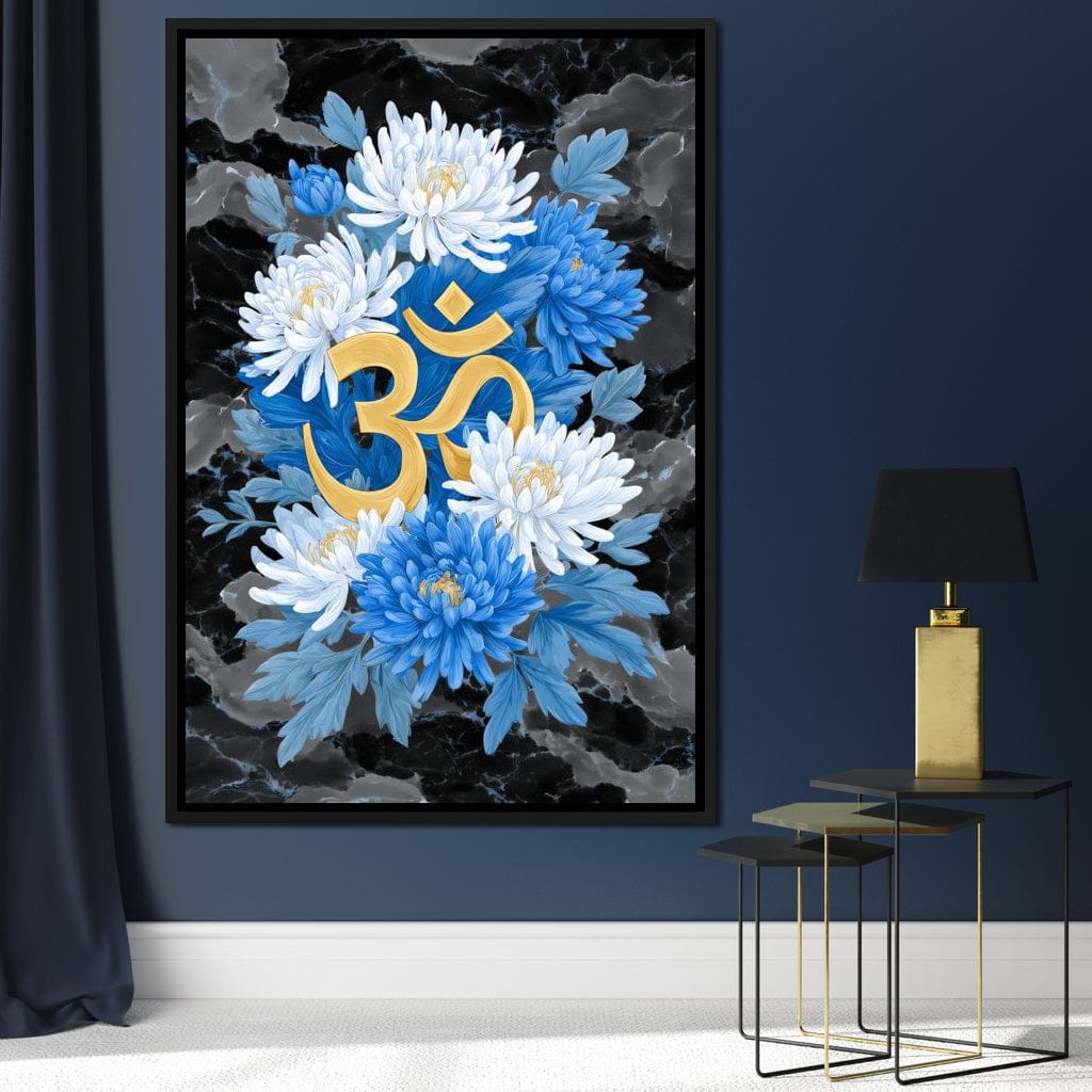 Om Lotus Bloom Floral Gold Canvas Wall Art