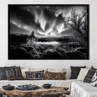 Monochrome Celestial Night's Embrace Canvas Wall Art