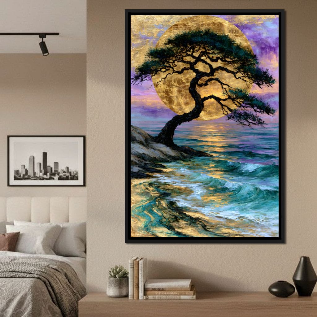 Ancient Pine Before The Gilded Moon Canvas Wall Art