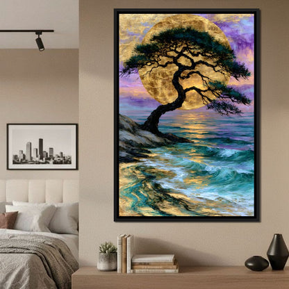 Ancient Pine Before The Gilded Moon Canvas Wall Art