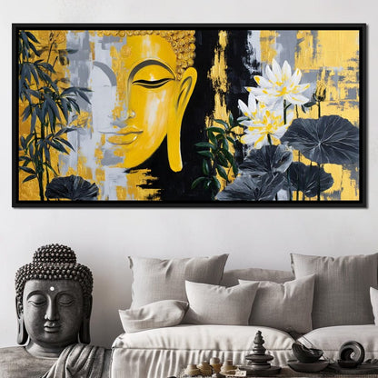 Golden Buddha Lotus Harmony Canvas Wall Art