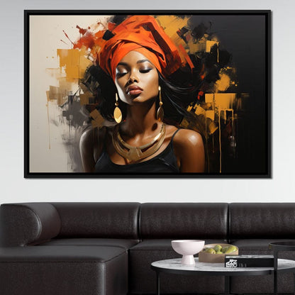Black Gold Fashion Portrait Canvas Wall Art