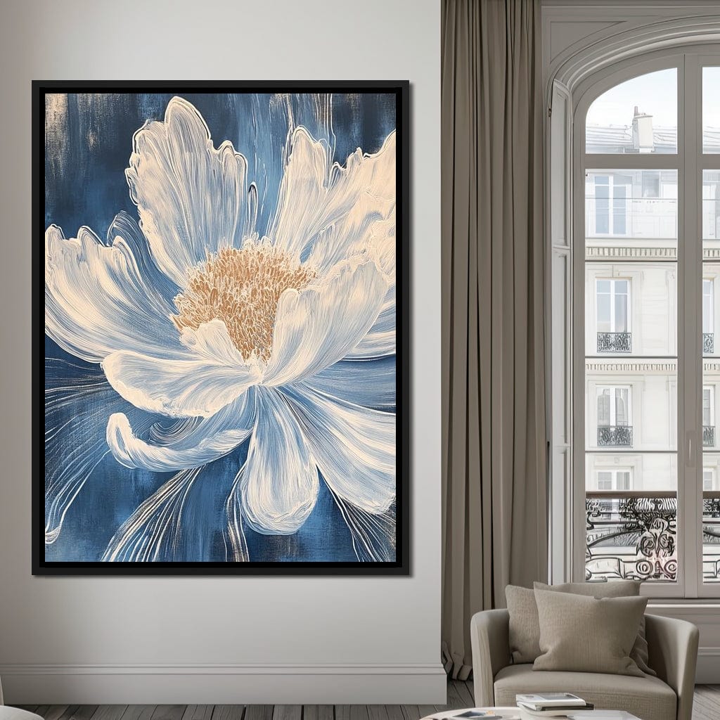 Petal Harmony in Blooming White Canvas Wall Art