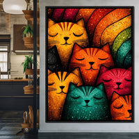 Dreamy Feline Kaleidoscope Canvas Wall Art