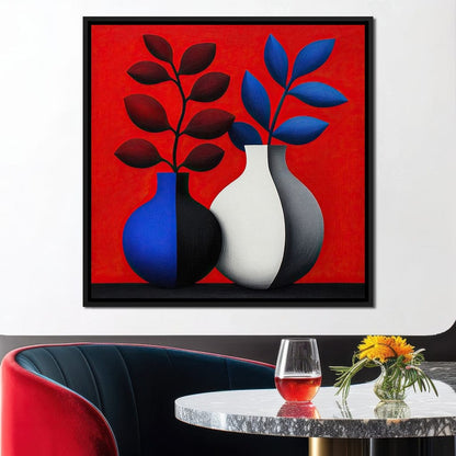 Vases in Crimson Rhythm Canvas Wall Art