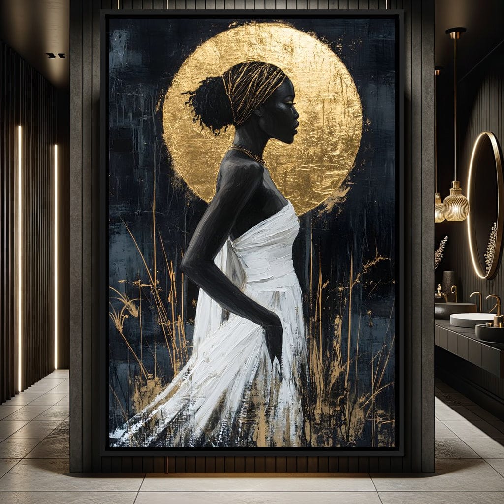 Golden Halo Grace Silhouette Canvas Wall Art