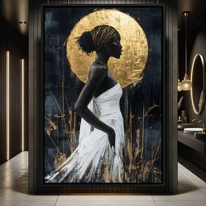 Golden Halo Grace Silhouette Canvas Wall Art