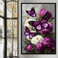 Amethyst Butterflies Bouquet Canvas Wall Art