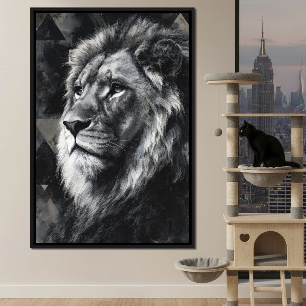 Monochrome Lion King Portrait Canvas Wall Art