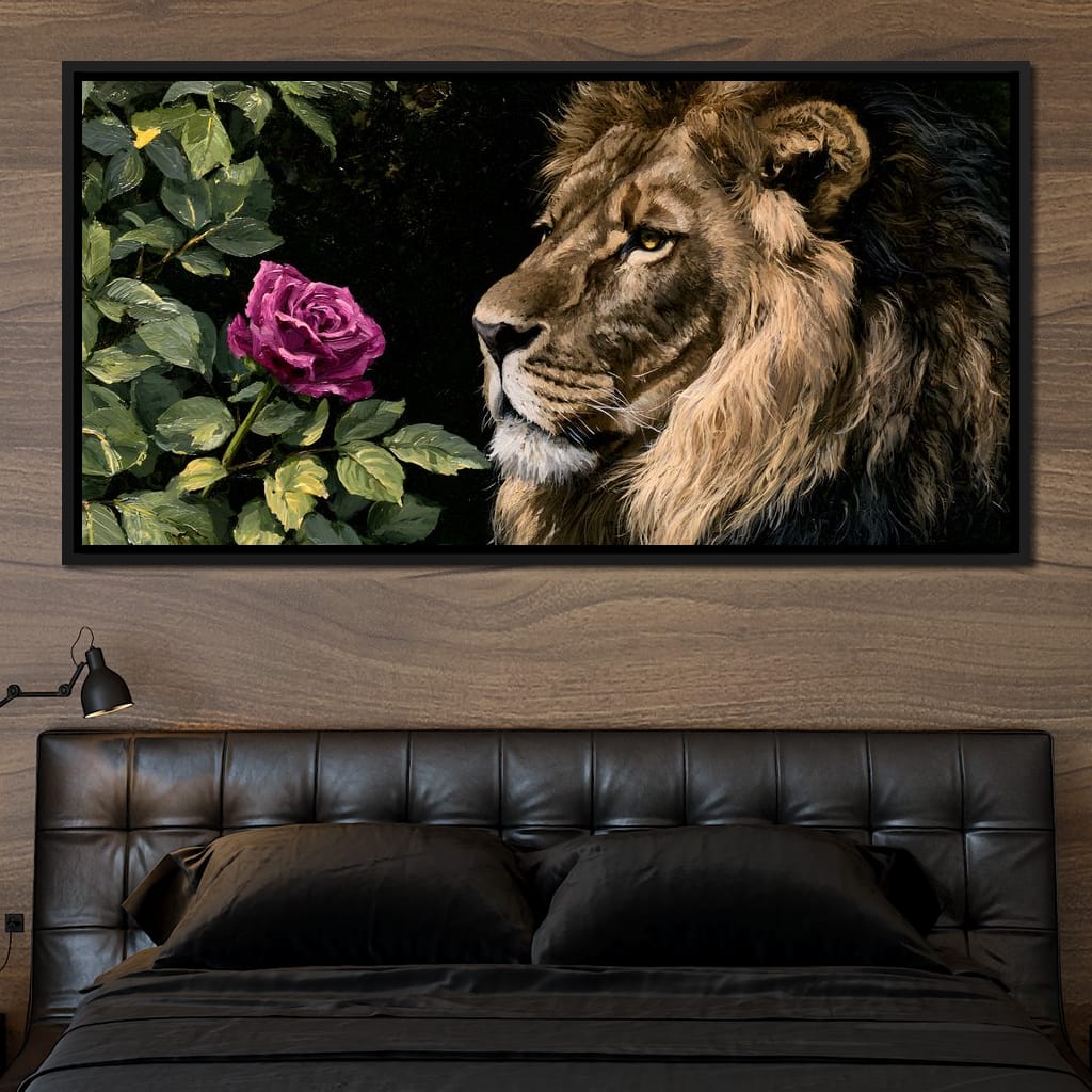 Gentle King Lion Finds Solitude Canvas Wall Art
