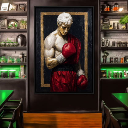 Golden Frame Boxing Champion Canvas Wall Art