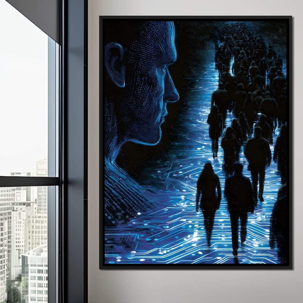 The Collective Walk of Digital Ghosts Canvas Wall Art