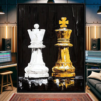 Regal Duel Monochrome Majesty Canvas Wall Art