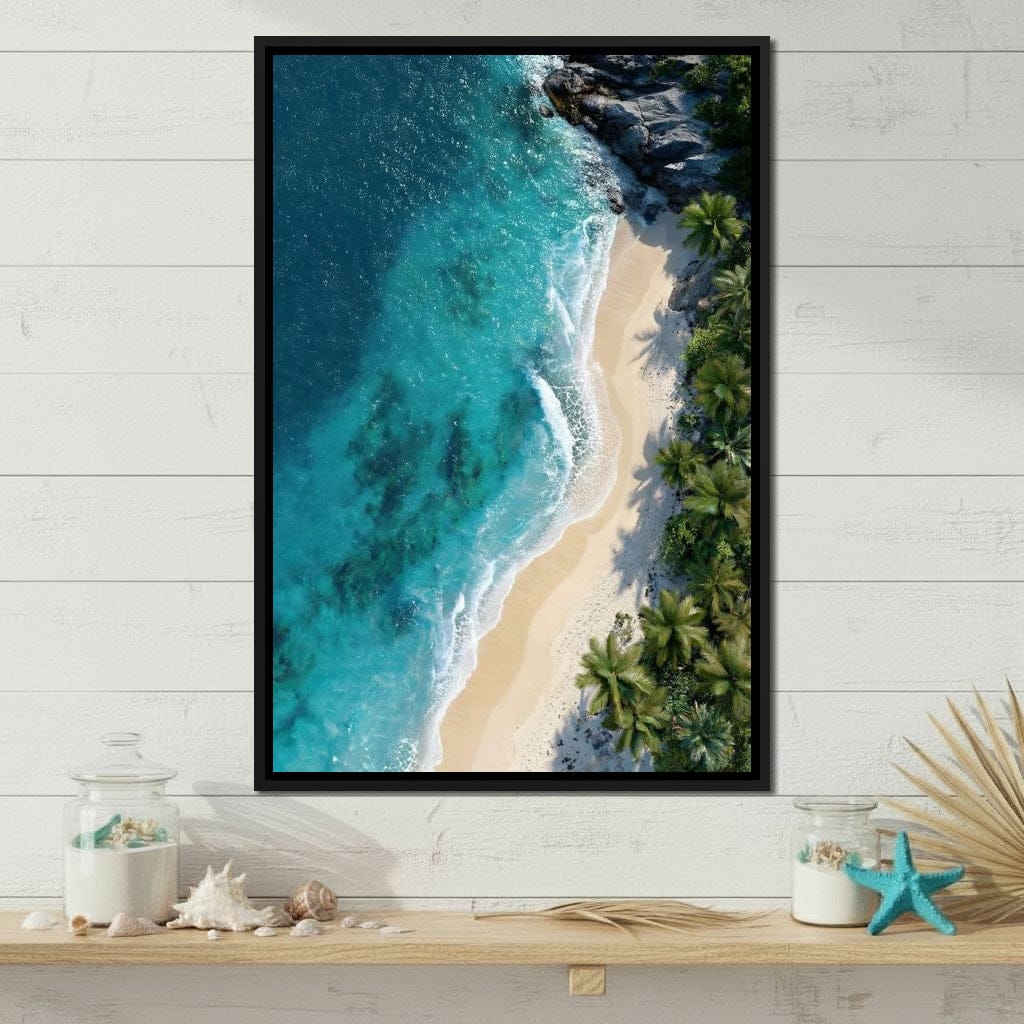 Tropical Cove Aerial Shoreline Canvas Wall Art