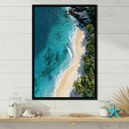 Tropical Cove Aerial Shoreline Canvas Wall Art