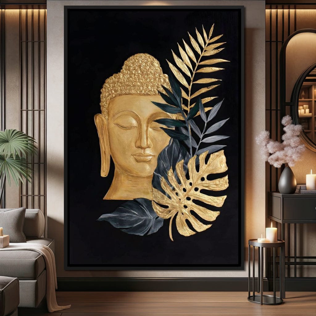 Golden Buddha Botanical Calm Canvas Wall Art