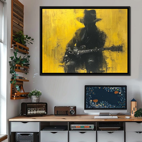 Golden Melody Silhouette Canvas Wall Art