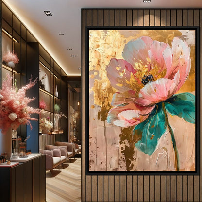 Modern Pink Flower Canvas Wall Art