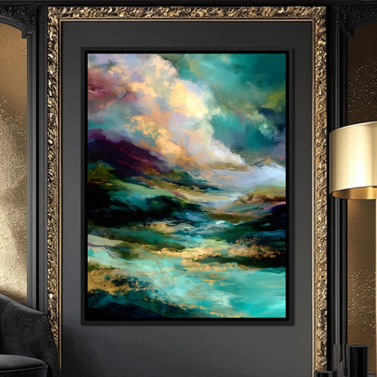 Aurora Tides of Golden Drift Canvas Wall Art
